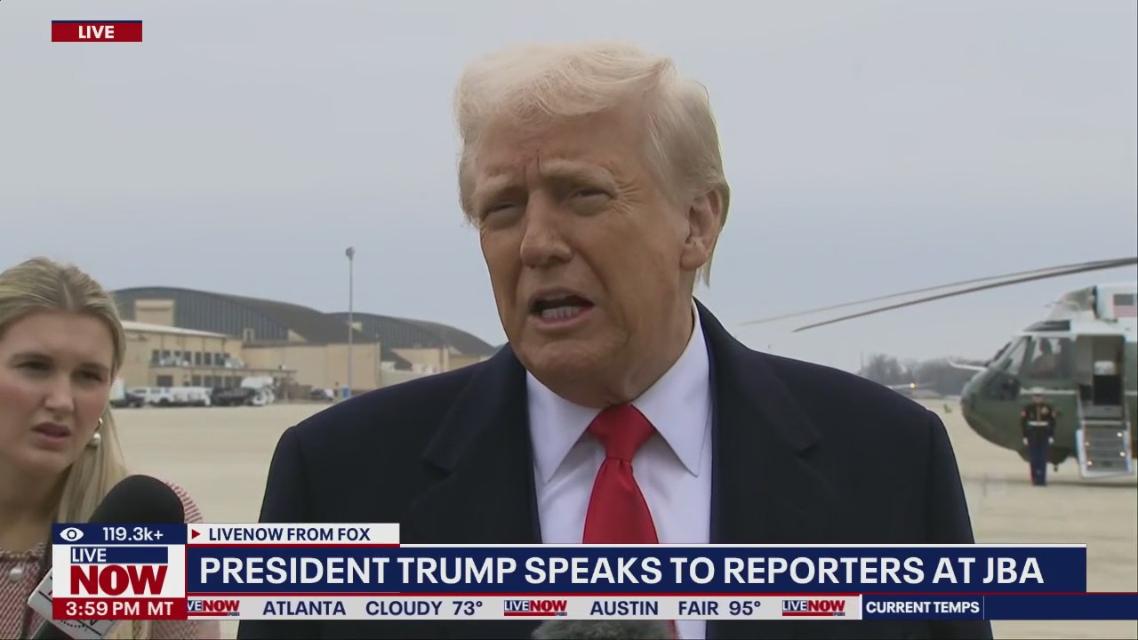 President Trump takes questions before boarding AF1