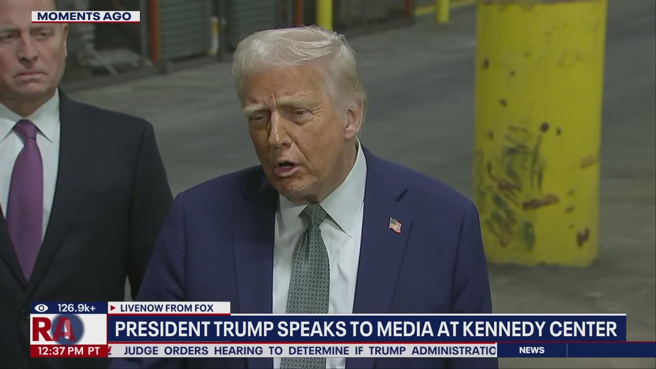 President Trump speaks to reporters at Kennedy Center