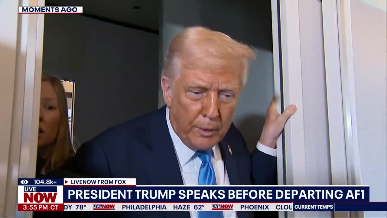 President Trump takes questions on Air Force One