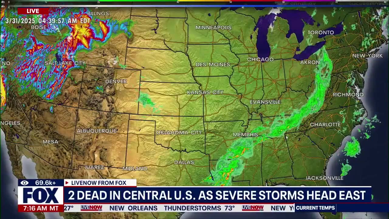 2 dead in central U.S. as severe storms head east