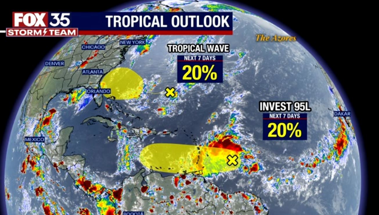 Tropical wave forms south of Bermuda