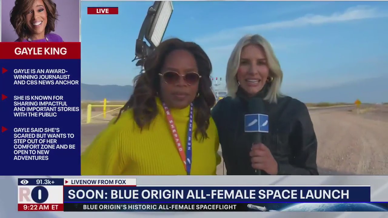 Oprah speaks ahead of Blue Origin all-female flight