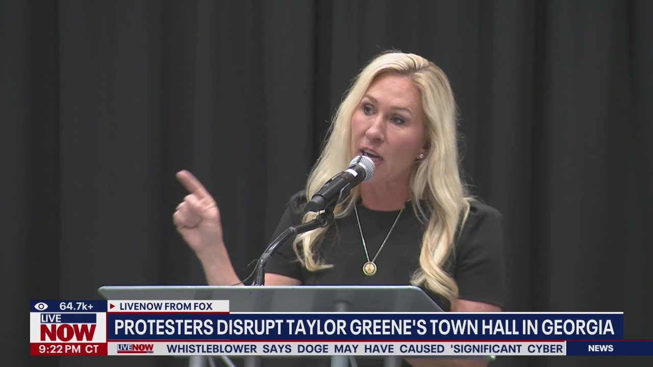 Protesters disrupt Rep. Greene's town hall