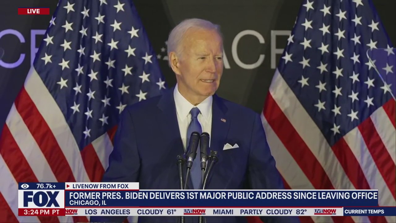 Biden delivers first speech since leaving office