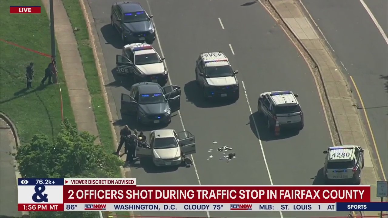 2 officers shot during traffic stop in Virginia | LiveNOW from FOX