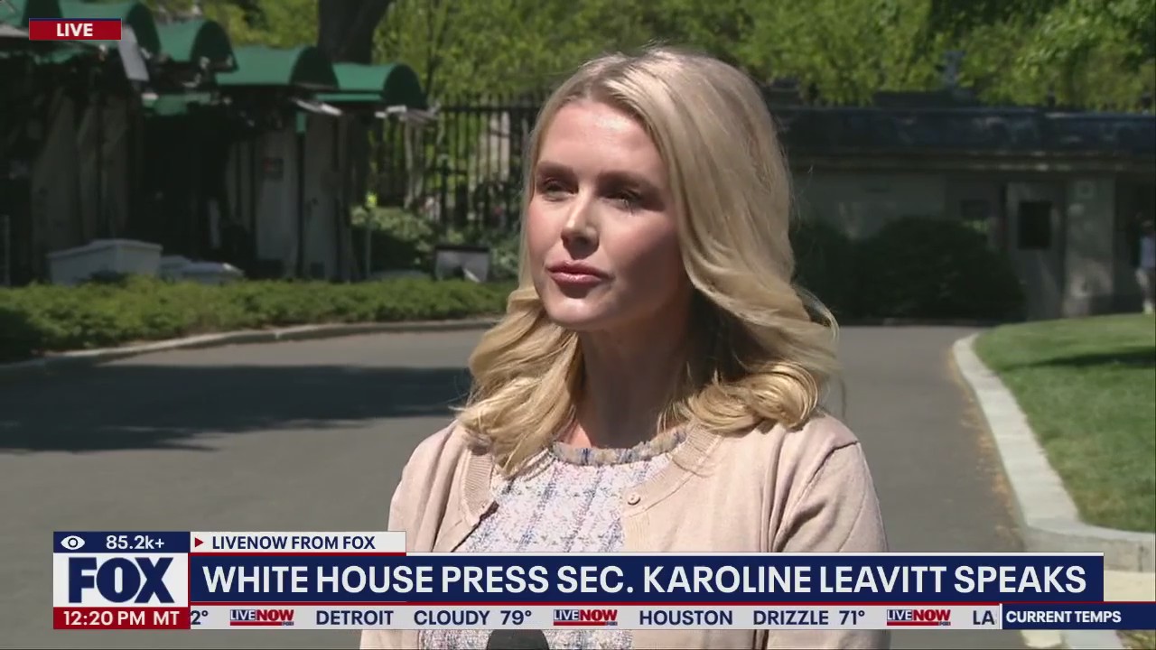 WH press secretary Leavitt speaks with the press