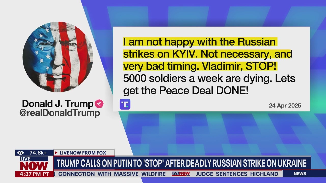 Trump calls for Putin to 'stop' following airstrike