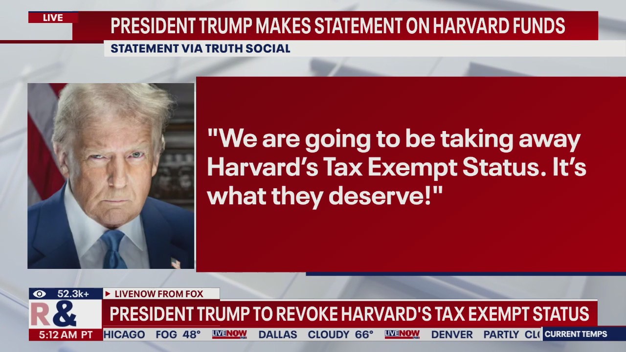 Trump calls to revoke Harvard's tax exempt status | LiveNOW from FOX