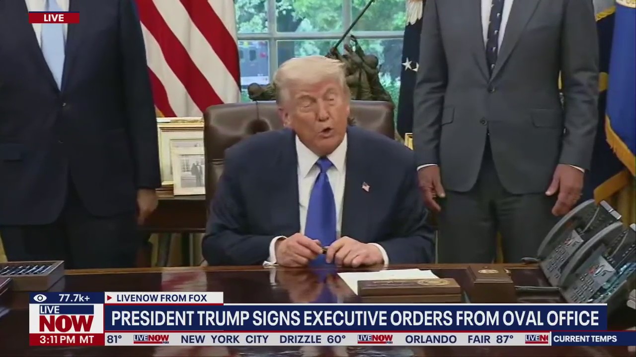 President Trump signs executive orders in Oval office