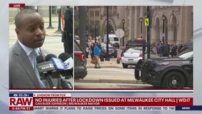 Milwaukee City Hall building on lockdown