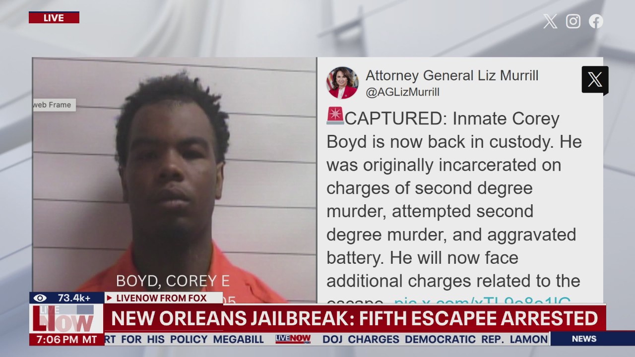 Fifth New Orleans prison escapee has been arrested
