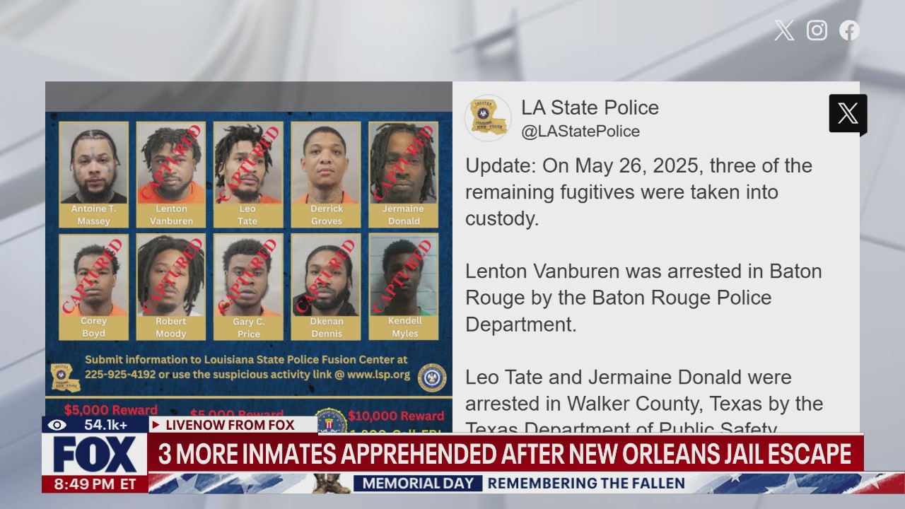 3 more inmates apprehended after New Orleans jailbreak