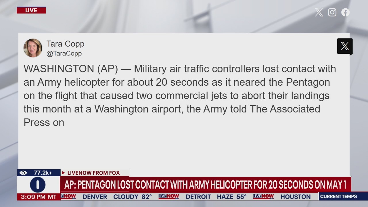 Pentagon lost contact with Army helicopter on May 1