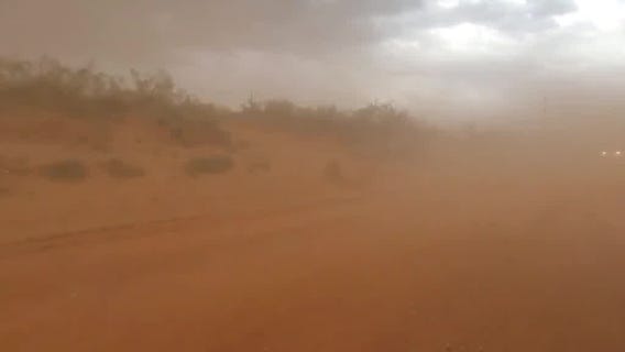 High winds kick up dust during tornado warning