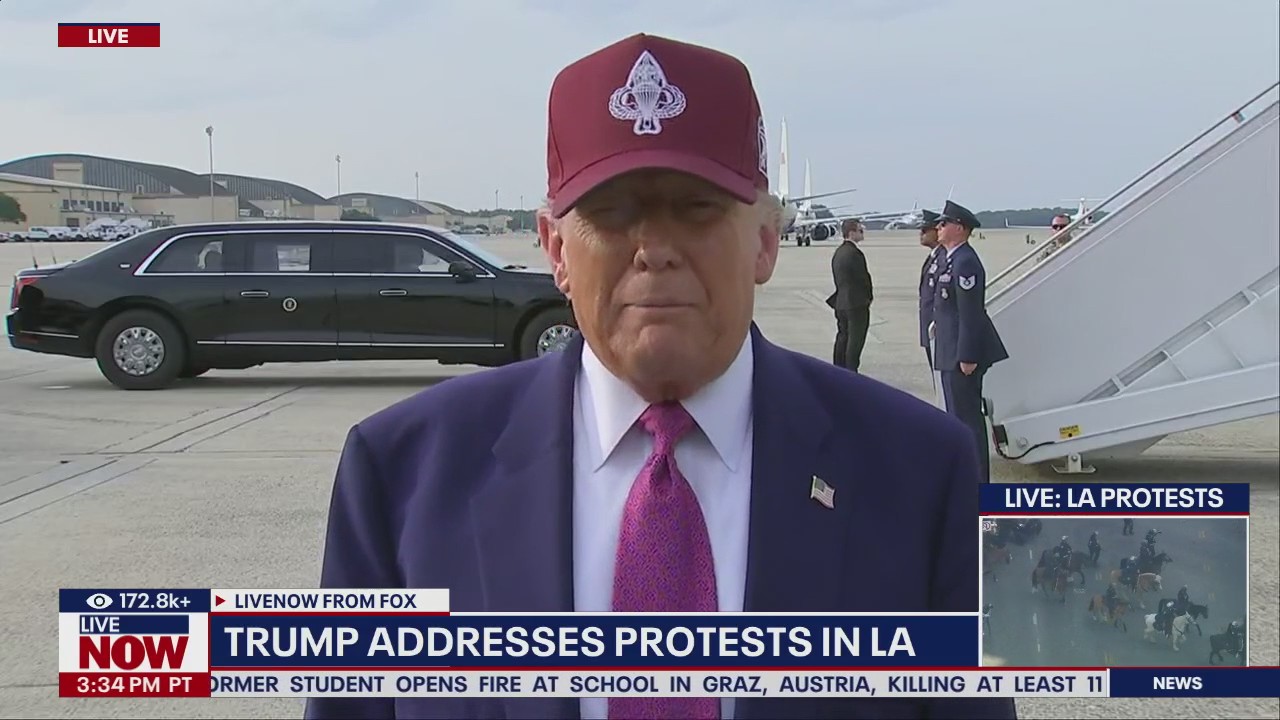 WATCH: President Trump speaks from tarmac at JBA