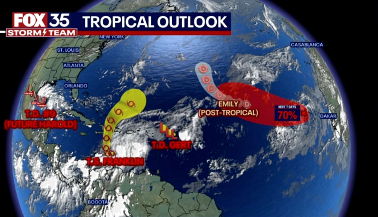 5 tropical systems churning in Atlantic Basin