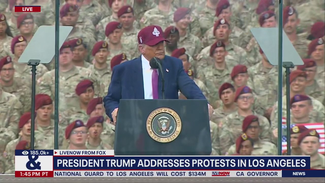 President Trump speaks to troops at Fort Bragg