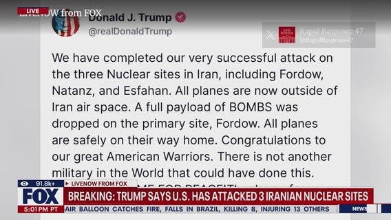 BREAKING: U.S. bombs 3 Iran nuclear sites, Trump says
