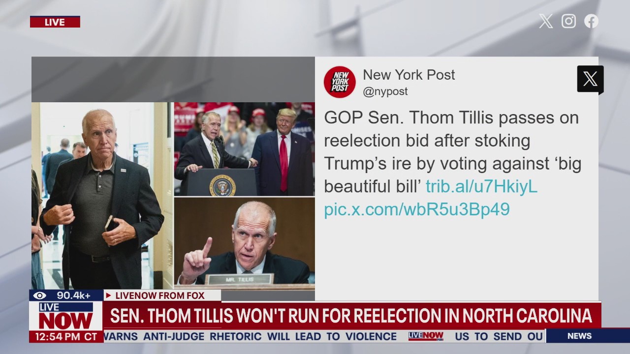 Sen. Tillis says he won't seek reelection