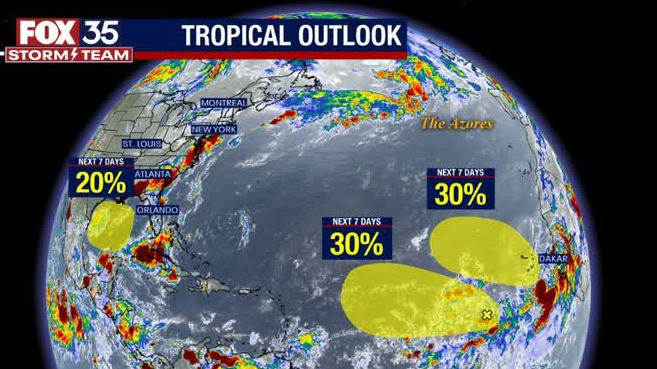 Forecasters eying 3 tropical waves
