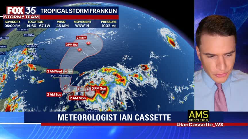Tropical Storm Franklin forms in the Atlantic