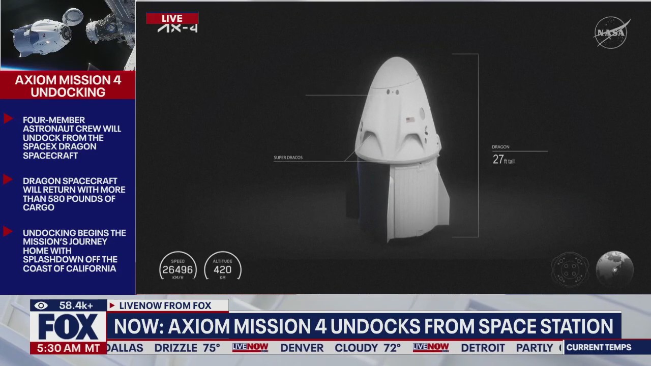 Axiom Mission 4 undocks from Space Station