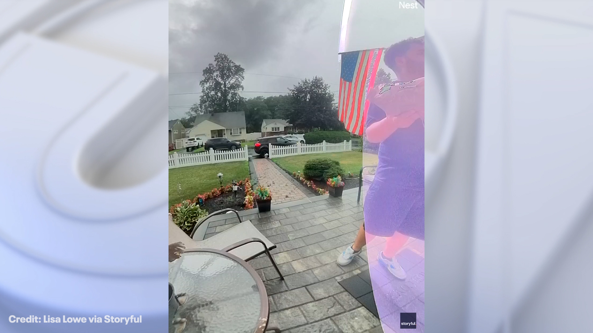 Delivery driver nearly struck by lightning outside home