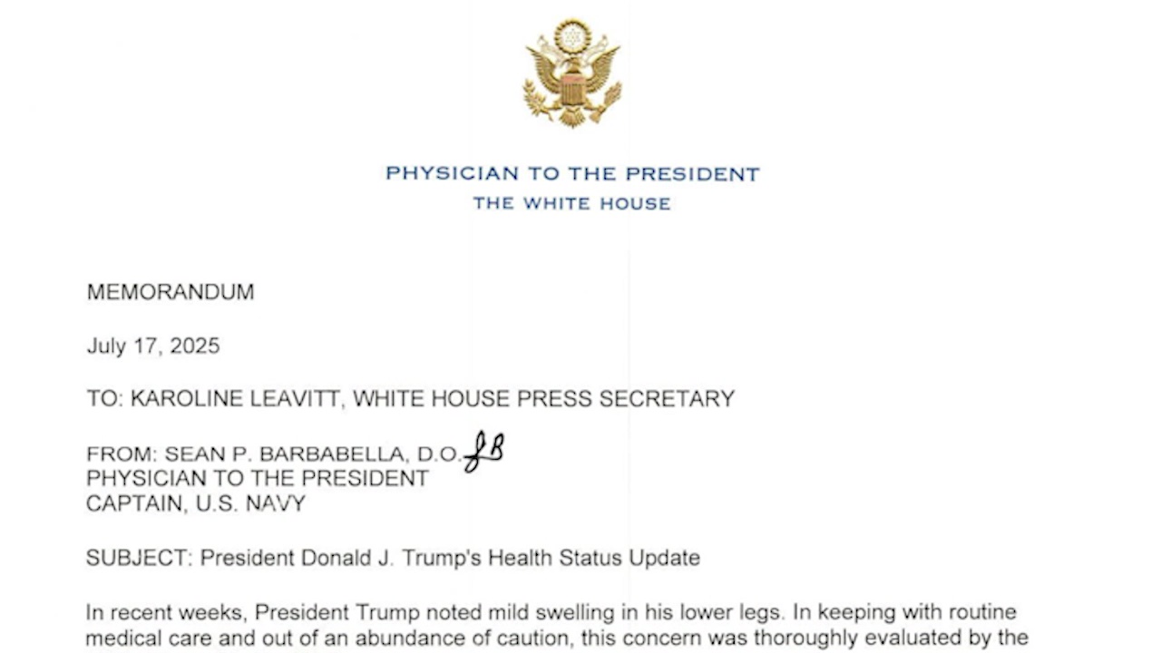 Letter from Trump's doctor details condition