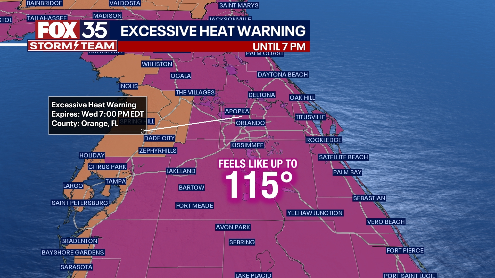Excessive heat warning issued for Orlando