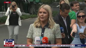 Karoline Leavitt meets with reporters