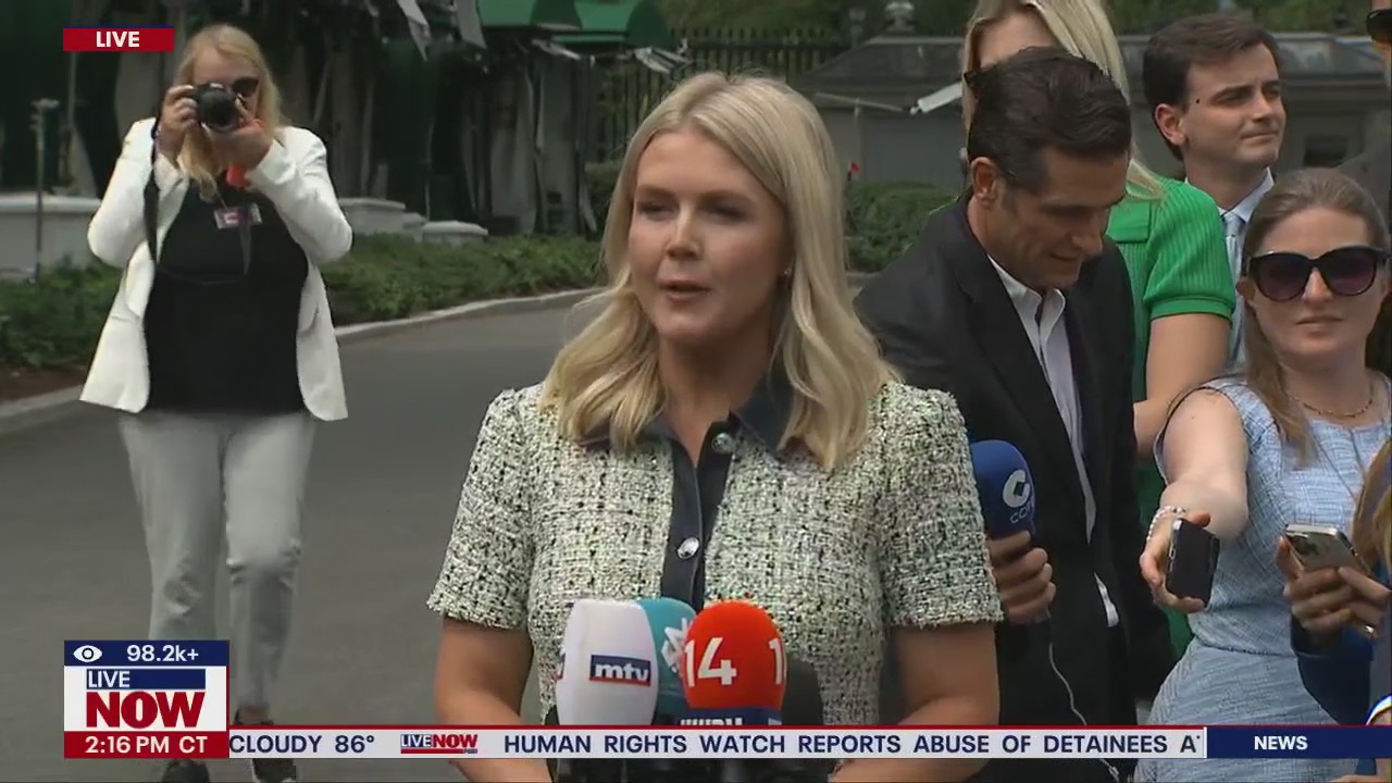 Karoline Leavitt meets with reporters