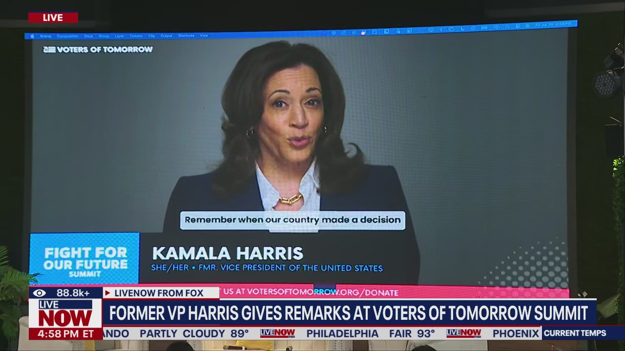 Former VP Harris speaks at Voters of Tomorrow summit