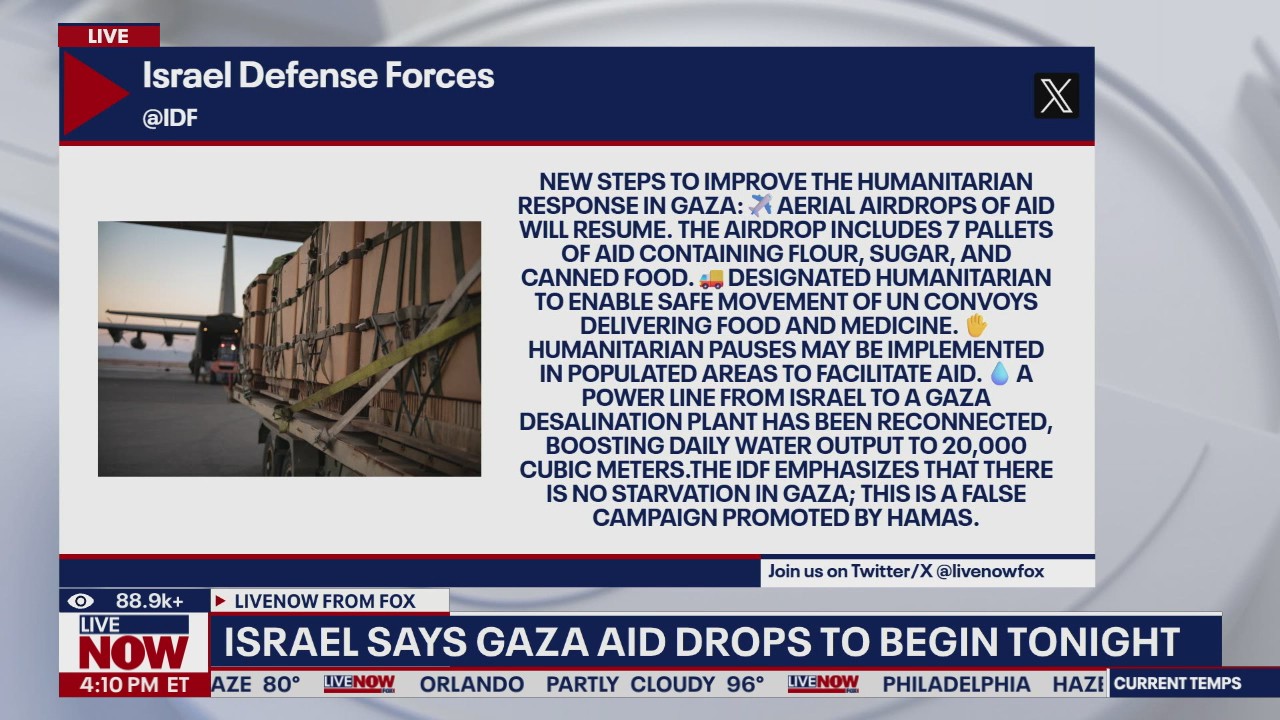 BREAKING: Gaza aid airdrops start Saturday