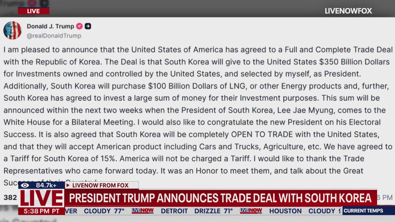 President Trump announces trade deal with South Korea