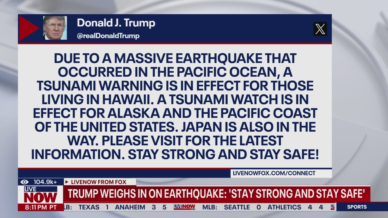 Trump urges safety amid U.S. tsunami alerts