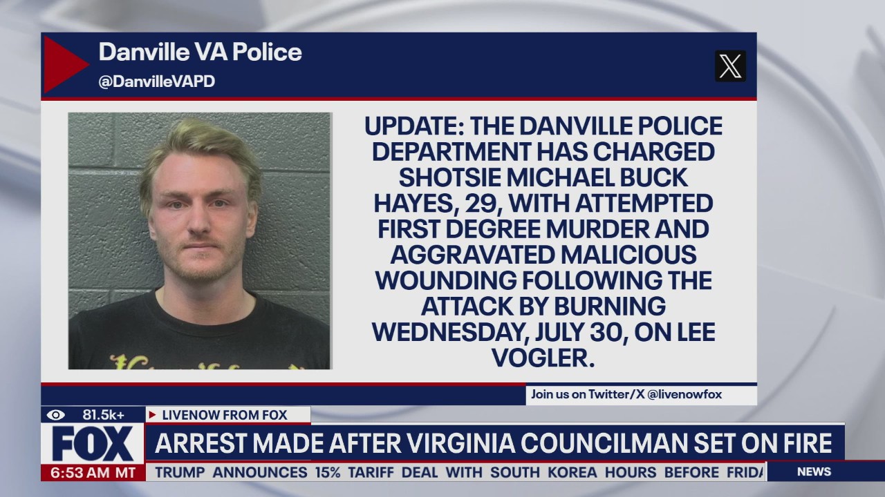 Arrest made after Virginia councilman set on fire