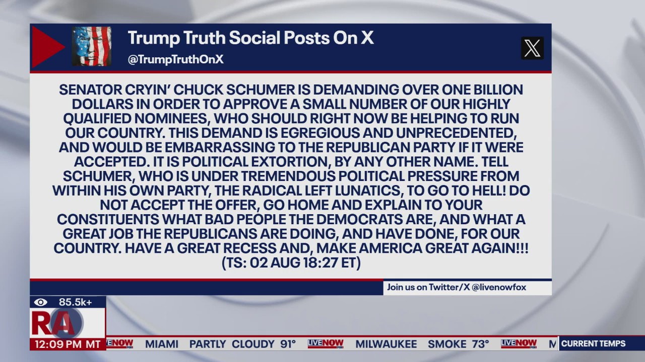 Pres. Trump tells Senator Schumer to "go to hell"