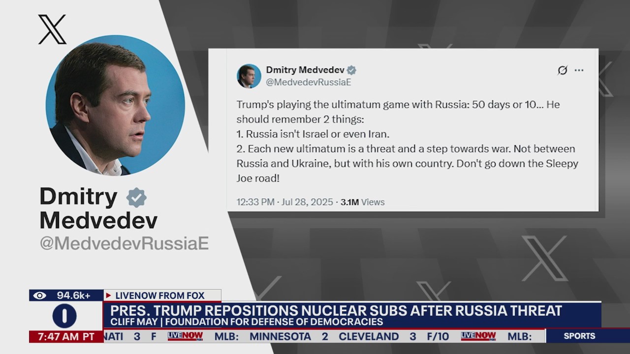 Trump repositions nuclear subs in Russia amid threats