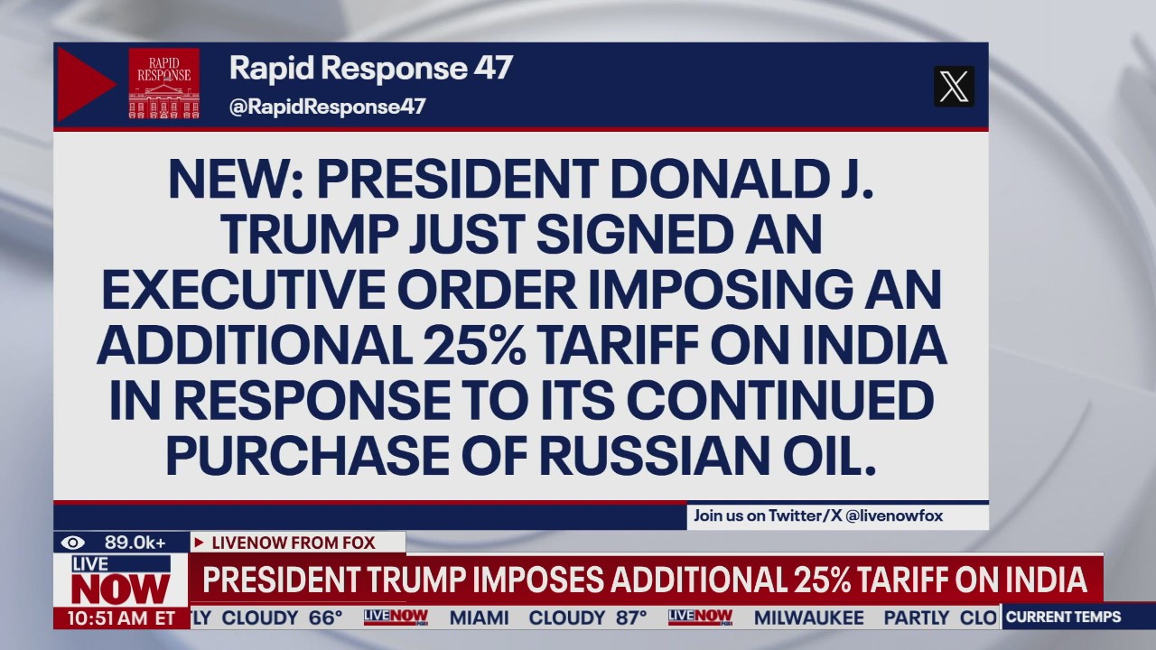 Pres. Trump imposes additional 25% tariff on India