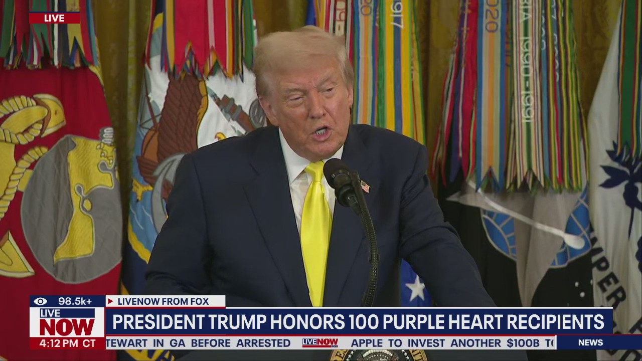President Trump honors 100 purple heart recipients