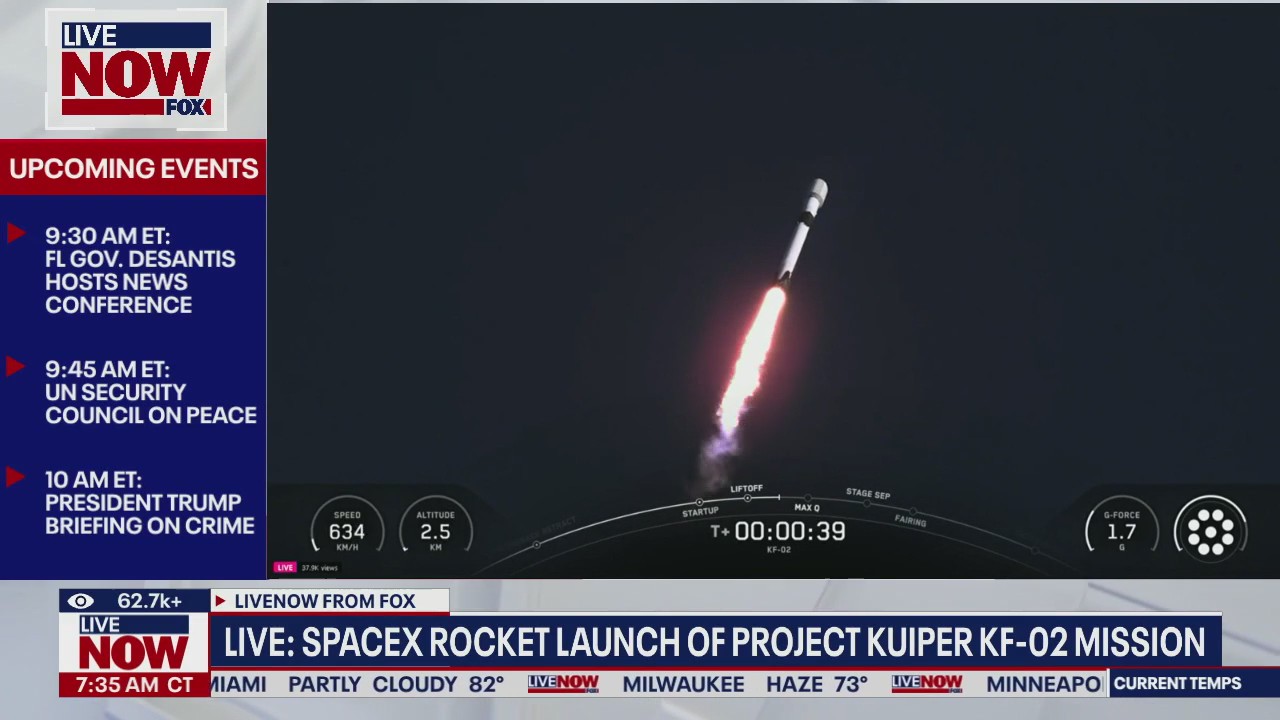SpaceX rocket launch of project Kuiper KF-02 mission