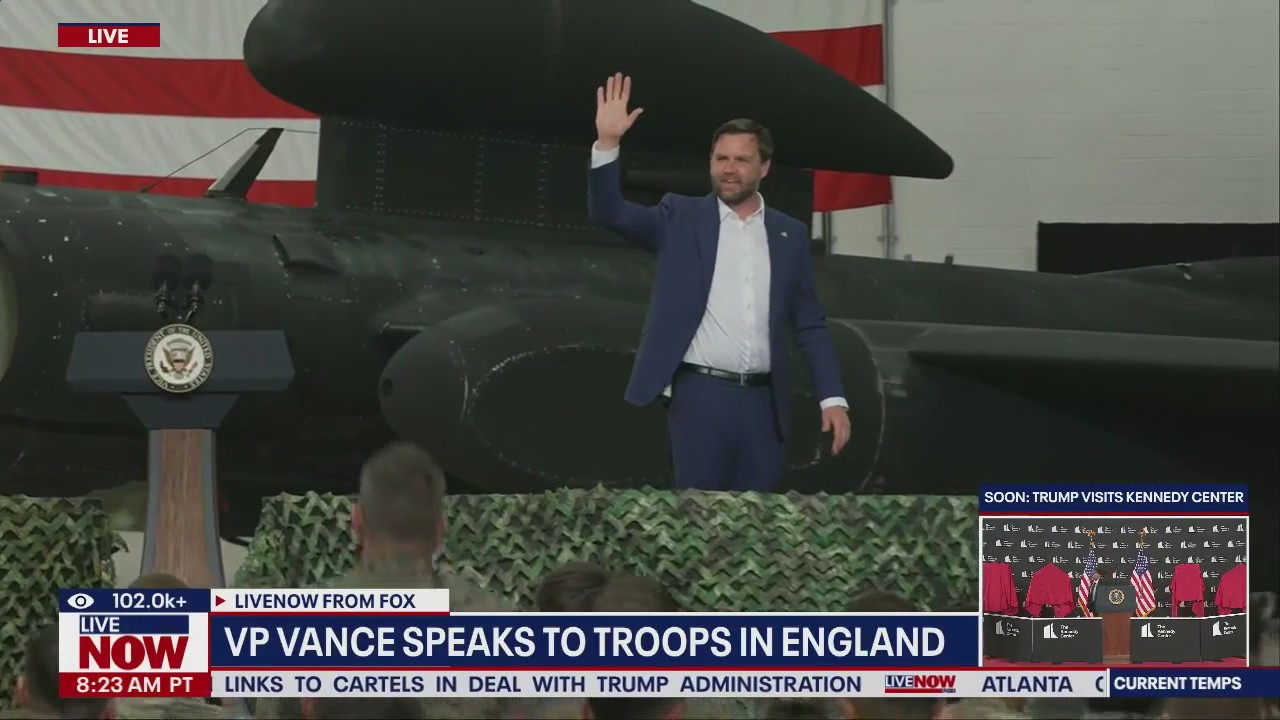 JD Vance speaks to troops in England