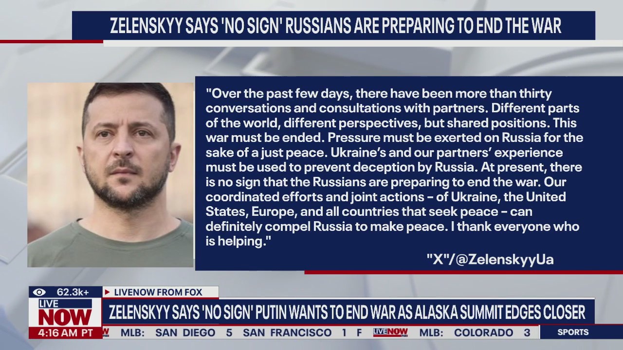 Zelenskyy says 'no sign' Putin wants to end war