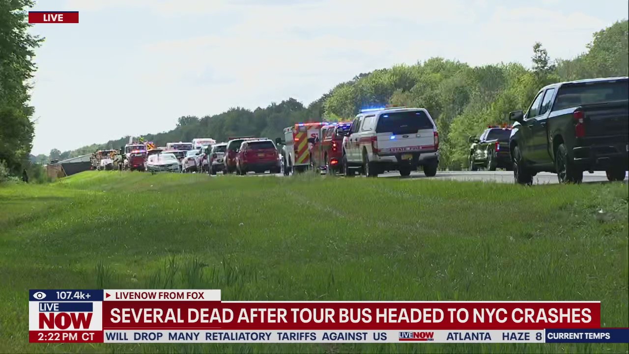 Several dead in NY tour bus crash, officials say