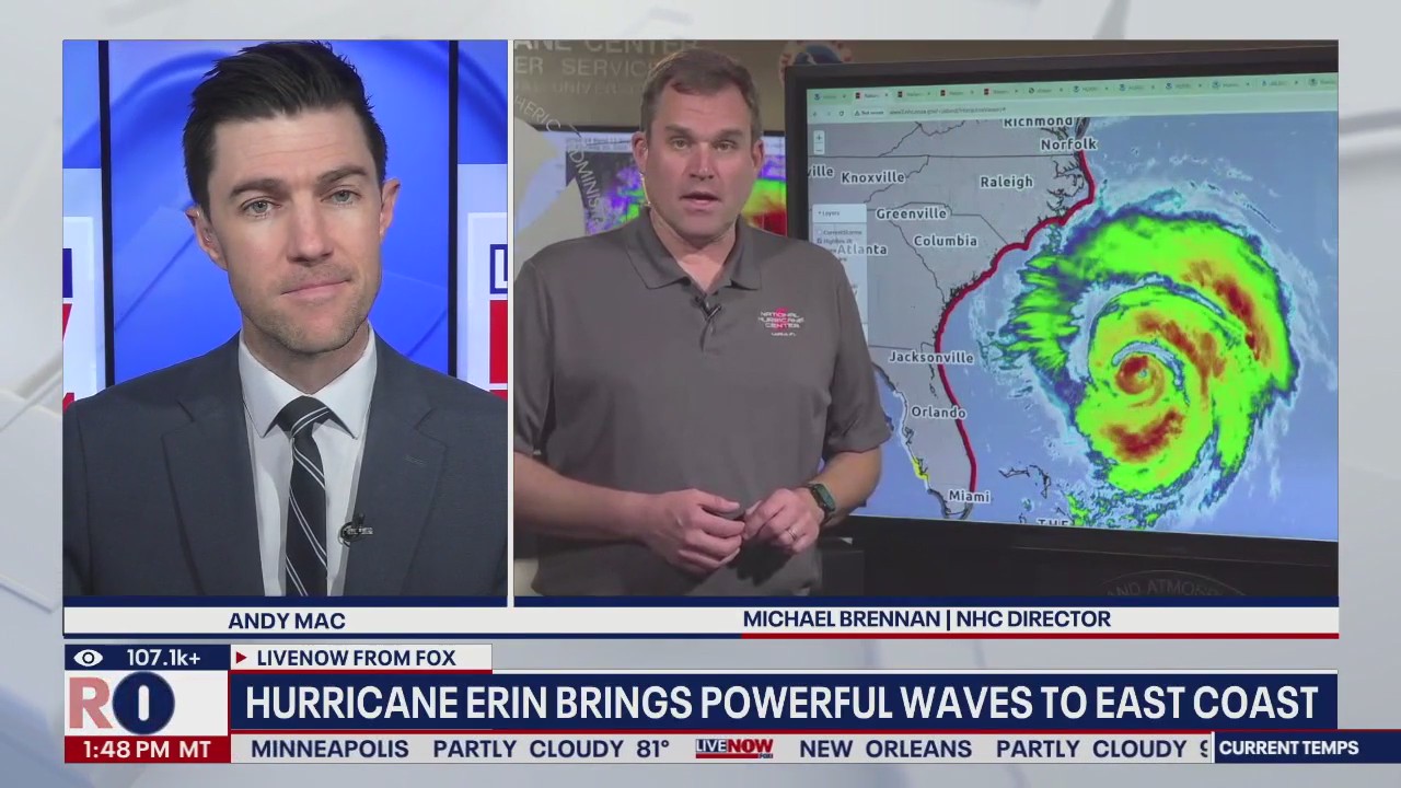 Hurricane Erin brings powerful waves to East Coast