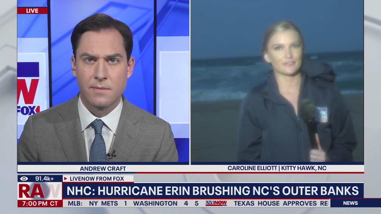 Hurricane Erin brushing North Carolina's Outer Banks