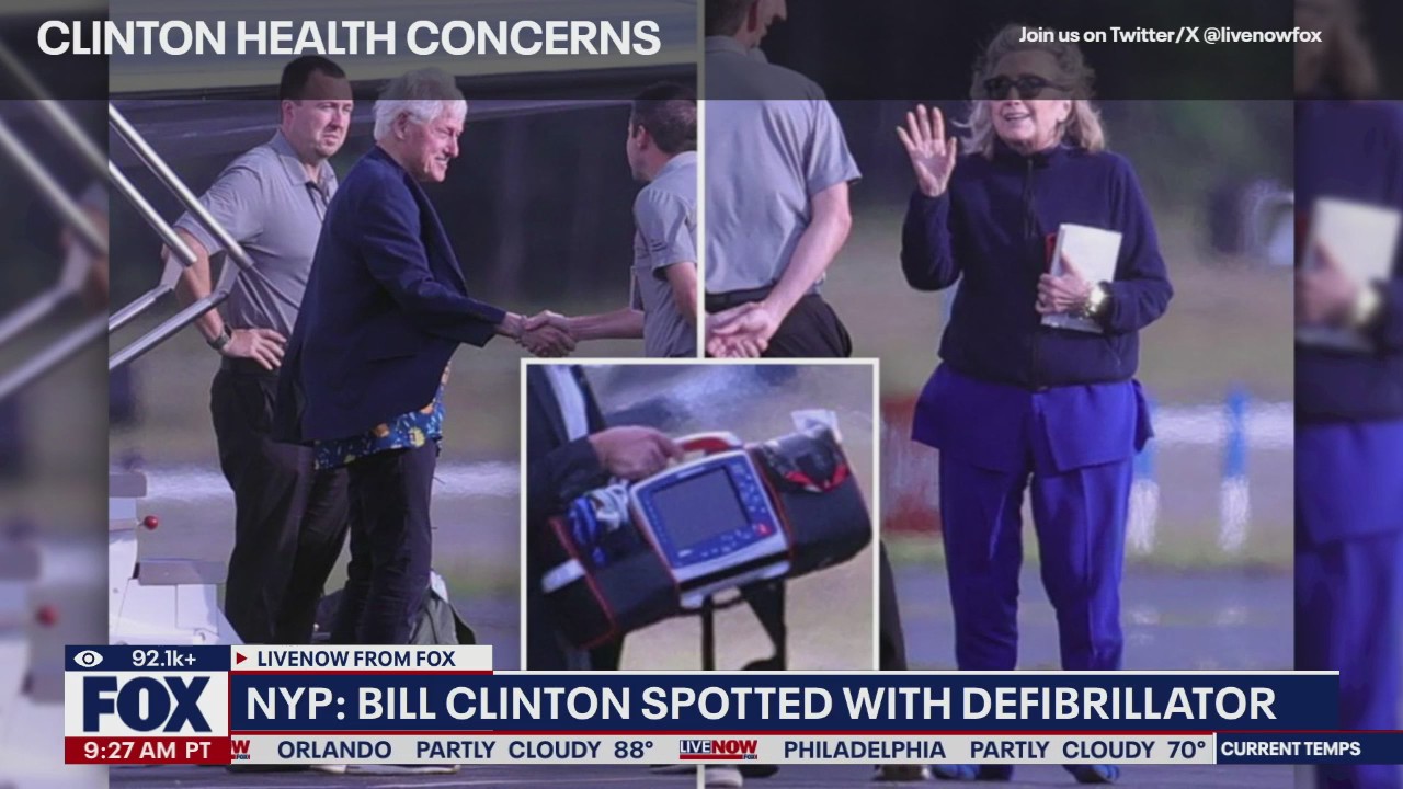 Bill Clinton spotted with heart defibrillator