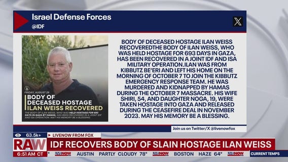 IDF recovers body of slain hostage Ilan Weiss