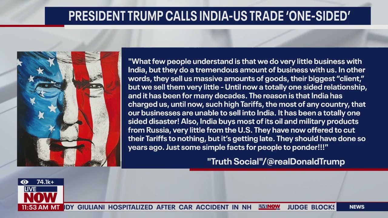 Trump calls US-India trade 'one-sided disaster'