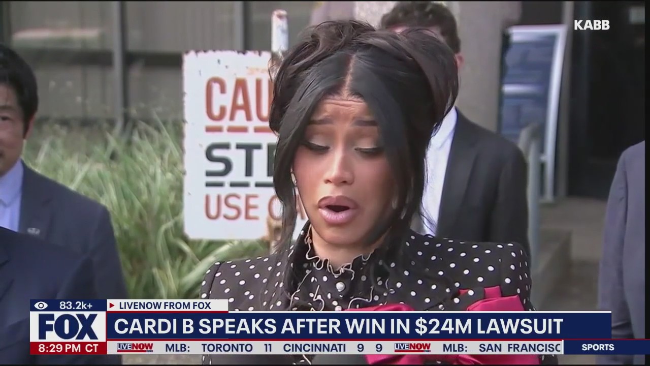 Cardi B wins assault case, speaks outside courthouse